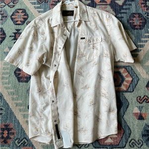 Howler Bros short sleeve button up. Large. Harvest pattern. Off white and brown.